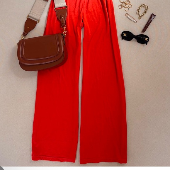 Vibrant Red/Orange Jumpsuit with Flowing Silhouette and Ruching Detail - Picture 2 of 3